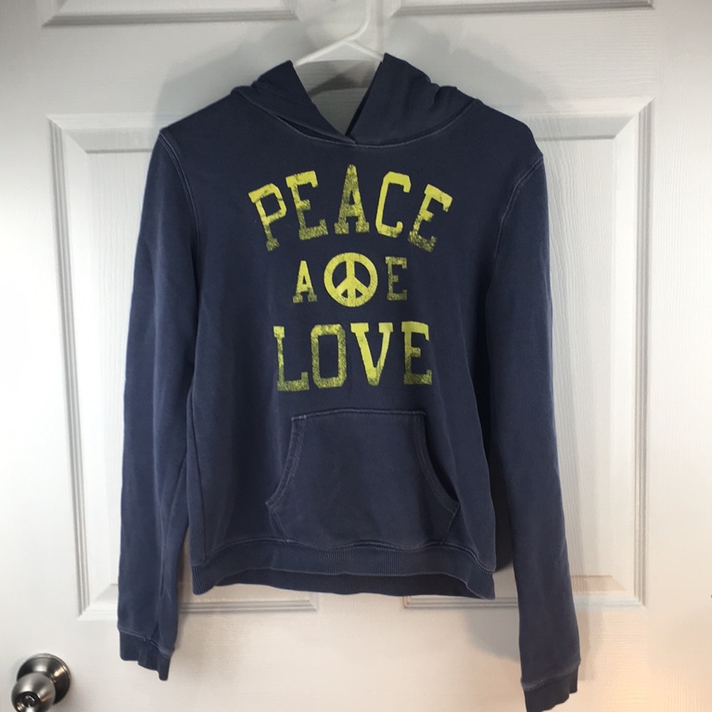 american eagle peace & love blue hoodie